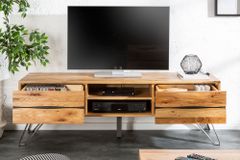 Massives TV-Board LIVING EDGE 160cm Wildeiche geölt Baumkanten Lowboard