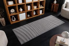 3D strukturierter Teppich WAVE 200x80cm anthrazit Kurzflor Indoor Teppichläufer