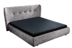 Retro Doppelbett FLORENZ 180x200cm grau Samt Polsterbett Kingsize