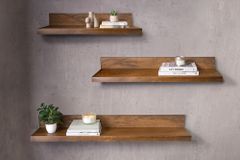 Massives Wandregal MAKASSAR 80cm braun Mangoholz honey finish handmade
