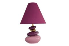 Dekorative Tischlampe STONES OF ECSTASY 60cm pink rosa gold mit Stoffschirm rund