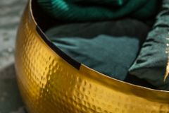 Runder Couchtisch ORIENT STORAGE 70cm gold Metall mit Stauraum Hammerschlag Design handmade