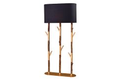 Handgefertigte Stehlampe WARDROBE 155cm schwarz gold natur Eisenholz Massivholz