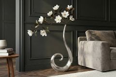 Moderne Vase WAVE XL 106cm silber Aluminium poliert Dekoration