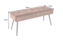 Design Sitzbank BOUTIQUE 100cm rostbraun Samt schwarze Metallbeine Polsterbank