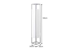 Moderne Stehlampe AGAPUNE 120cm weiß silber mit Papierschirm und Edelstahlgestell