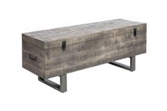 Industrial Truhenbank FACTORY LOFT 115cm Mangoholz grau Sitzbank
