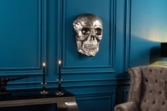 Exklusive Wandskulptur SKULL XXL 40cm silber Deko Totenkopf