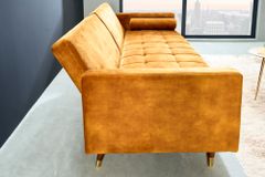 Modernes Schlafsofa COUTURE 200cm senfgelb Microvelours 3-Sitzer Couch mit Schlaffunktion