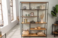 Industrial Bücherregal SLIM LINE 185x135cm Wildeiche schwarz sechs Regalböden