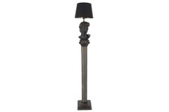 Handgefertigte Stehlampe DAVID 120cm schwarz mit Büste Stoffschirm