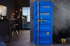 Design Barschrank Container GLOBETROTTER 180cm blau Weinregal Upcycling