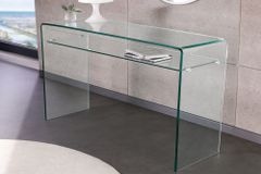 Design Konsolentisch FANTOME 100cm Glas transparent mit Ablage