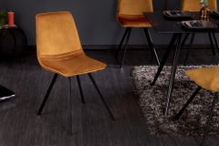 Retro Stuhl AMSTERDAM CHAIR senfgelb Samt Designklassiker