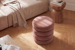 Runder Polsterhocker VOGUE 40cm rosa Samt mit Stauraum