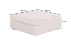 Großer Sitzhocker YETI 100cm beige sand Shaggy-Stoff langfloriger Plüsch Sofahocker