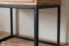 Nachttisch IRON CRAFT 45cm braun honey finish Mangoholz mit Schublade Beistelltisch
