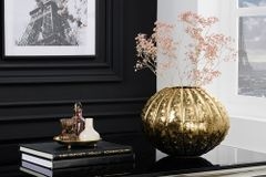 Design Deko Vase ABSTRACT 30cm gold Handarbeit Hammerschlag