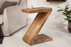 Massiver Beistelltisch Z 45cm Mangoholz Z-Form in Handarbeit gefertigt