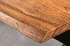 Massivholz Couchtisch MAMMUT 120cm Akazie Honey Finish X-Gestell schwarz 2,5cm Tischplatte
