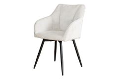 Drehbarer Retro Stuhl AVIGNON beige Chenille schwarze Metallbeine