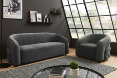 Design Sofa VOGUE 200cm grau Chenille Cremona 3-Sitzer Couch mit Nosagfederung