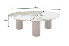 Stilvoller Couchtisch ORGANIKO 110cm weiß braun Walnuss Pandora Keramik