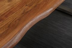 Massivholz Esstisch MAMMUT NATURE 200cm Akazie Edelstahl Baumkante 3,5cm Tischplatte