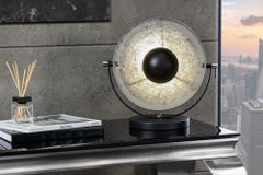 Industrial Design Tischlampe STUDIO 40cm schwarz Blattsilber-Optik neigbarer Schirm