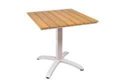 Moderner Bistrotisch DESIGNO 70cm natur greige Aluminium wetterfest Gartentisch