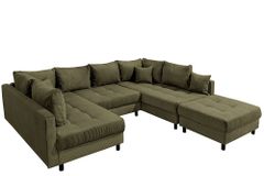 Moderne XXL Wohnlandschaft KENT 305cm grün Cord Bigsofa inkl. Hocker Federkern