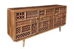 Massives Sideboard MARRAKESCH 160cm Mangoholz mit Verzierung Boho Stil