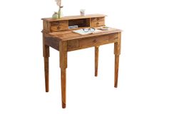 Design Sekretär HEMINGWAY M 90cm braun Sheesham Massivholz stone finish Schreibtisch