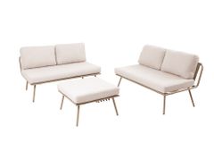 Outdoor Lounge Sitzgruppe MOBILE MODULAR greige mit Tisch wetterfest