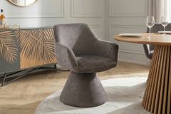 Drehbarer Stuhl AMBIENTO grau Vogue Velours Samt 180° mit Auto-Return Polsterstuhl