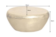 Handgefertigter Couchtisch STONE 75cm gold Metall Hammerschlag Design