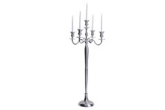 Kerzenständer MODERN BAROCK 120cm silber 5-armig Lüster Aluminium poliert Kerzenhalter
