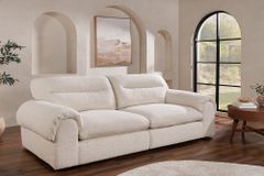4-Sitzer Sofa SIXTH SENSE 245cm beige Bouclé-Strickstoff mit Nosagfederung und Daunenfedern