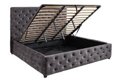 Boxbett PARIS 160x200cm grau Samt mit Stauraum und Lattenrost