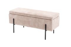 Truhenbank LOFT 100cm champagner Samt Sitzbank mit Stauraum schwarz Metall