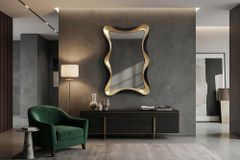 Moderner Wandspiegel ALICE 120cm gold schwarz variabel aufhängbar