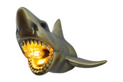 Moderne Wandlampe SHARK 40cm gold Hai-Skulptur handmade