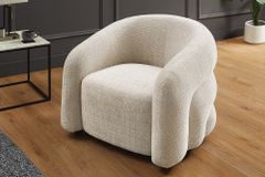 Design Sessel VOGUE 95cm beige Chenille mit Armlehnen und Nosagfederung