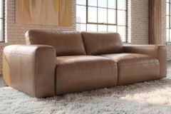 Echtleder Sofa BIG GEORGE 245cm cognac Taschenfederkern 3-Sitzer Couch