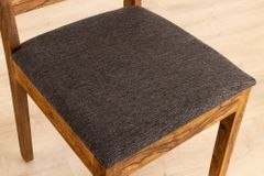 Massivholz Stuhl PURE braun stone finish graubraun Sheesham mit Strukturstoffbezug