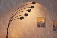 Design Bogenlampe FIVE LIGHTS 210cm schwarz gold Stehlampe mit Marmorfuß