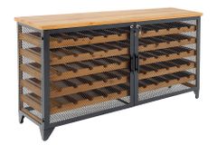 Design Weinboard  BODEGA 130cm natur schwarz Tannenholz Metall Flaschenregal