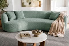 Organisches Sofa ATELIER 230cm salbei Bouclé 3-Sitzer Couch inkl. Kissen