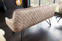 Design Sitzbank EUPHORIA 160cm champagner greige Samt Hairpin Legs Metallbeine Armlehnen