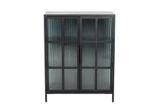 Industrial Vitrine DURA STEEL 80cm schwarz Metall Riffelglas